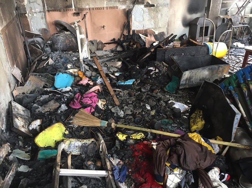 Hiện trường bên trong đám cháy trường mầm non Mặt Trời Vàng